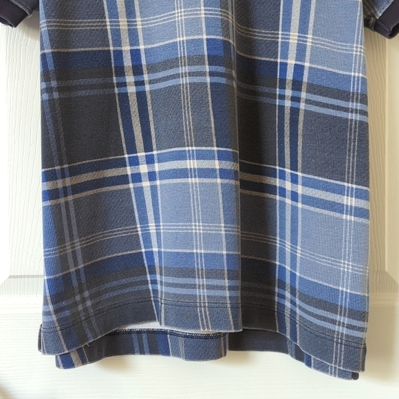 Nautica 90's Vintage Preppy Plaid Short Sleeve Henley Polo Shirt Navy Blue XL - Picture 7 of 10